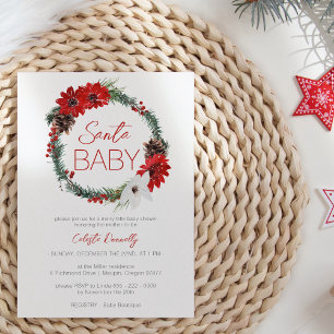 Klassisk julkrans Santa Baby Shower Inbjudningar