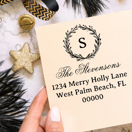 Klassisk julkransmonogram Vintage jul Självfärgande Stämpel