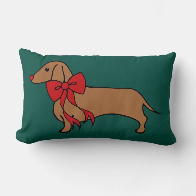 Klassisk julpachshund Puppy Pillow Lumbarkudde (Framsida)