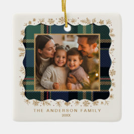 Klassisk julplaid fotomal ID1141B Julgransprydnad Keramik
