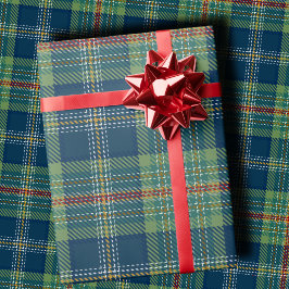 Klassisk julplaid Snygg grön & marinblå Xmas Presentpapper