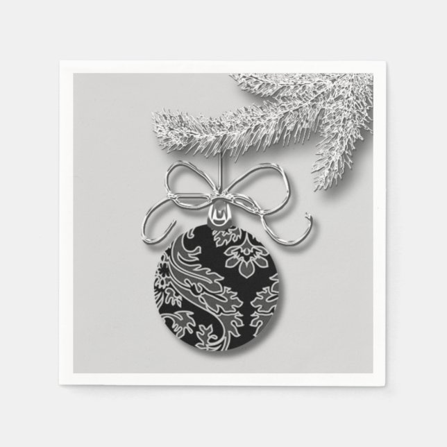Klassisk julprydnad Black Grått Färg Pappersservett (Framsidan)