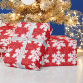 Klassisk julrödvit snöflake mönster presentpapper