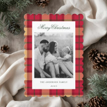 Klassisk julrutig dubbelsidig familjefoto