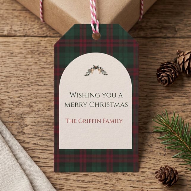 Klassisk julrutig presenttagg presentetikett (Classic Christmas Plaid Gift Tag)