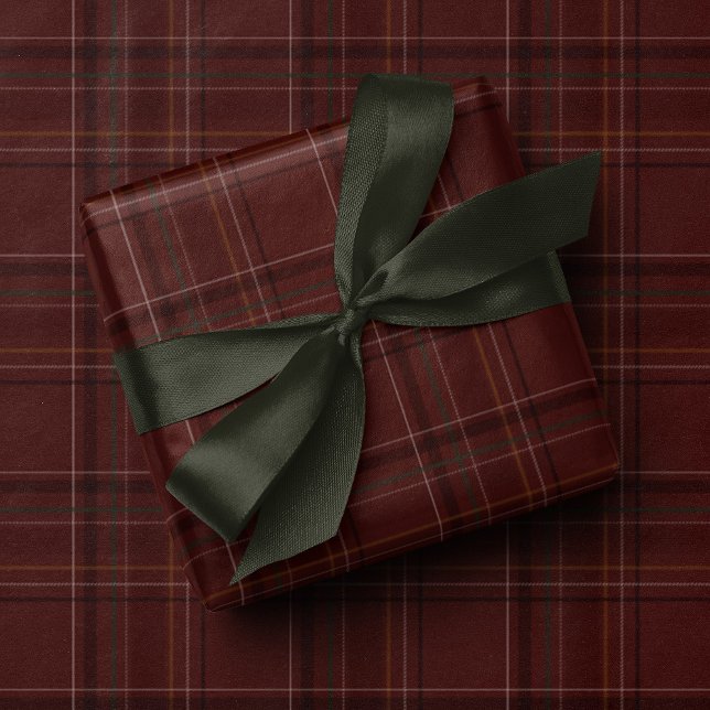 Klassisk julrutig stilren vinröd julstämning presentpapper (Skapare uppladdad)