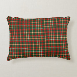 Klassisk julrutig tartan röd grön guld prydnadskudde