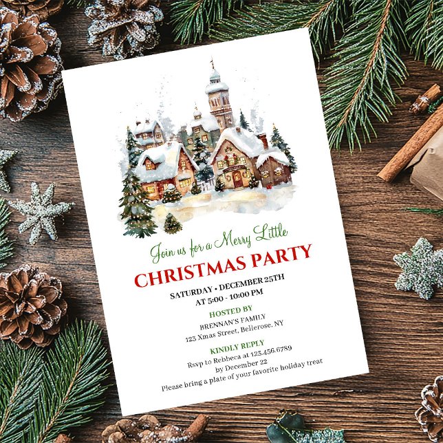 Klassisk julscen Julfest inbjudan (Classic holiday scene Christmas party invitation

)