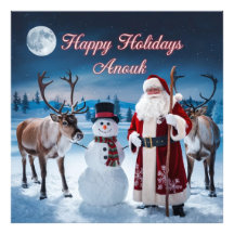 Klassisk julscen med tomten, Snögubbe