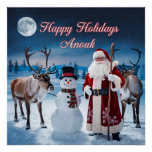 Klassisk julscen med tomten, Snögubbe