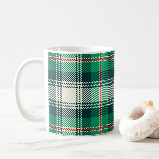 Klassisk jultomte Grönt Helgdag Tartan Play Kaffemugg (Med munk)