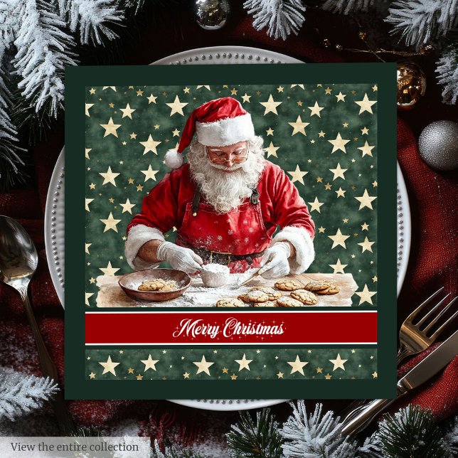 Klassisk Jultomten-kokning för passiva blöjor Pappersservett (Classic Santa Claus Cooking Festive Napkins)