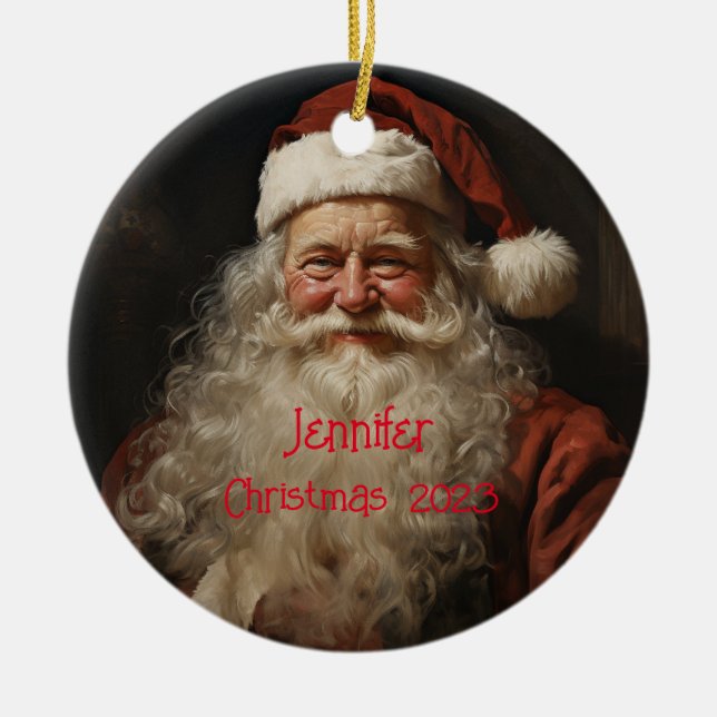 Klassisk Jultomten Personlig, jul, Ornamen Julgransprydnad Keramik (Framsidan)