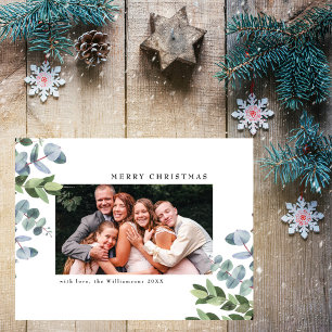 Klassisk julvit Eucalyptus Greenery Photo Helg Vykort