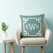 Klassisk Juniper Green Grekisk Nyckel Monogram Ini