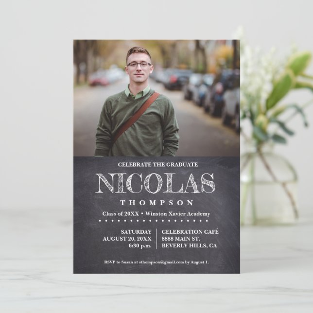 Klassisk kalkbrädeshav i Student Inbjudningar (Stående Fram)