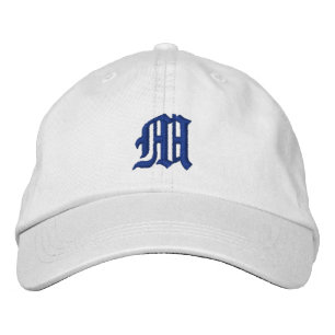 Klassisk kalligrafi, blå monogram broderad keps