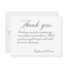 Klassisk kalligrafi Bröllop - tackkort