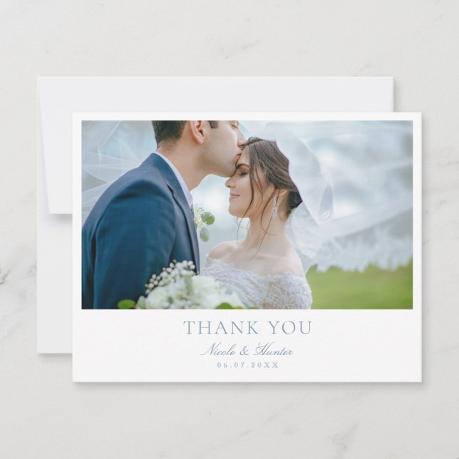 Klassisk kalligrafi bröllopsfoto tack kort (Framsida)