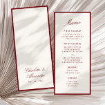 Klassisk kalligrafi Deep Red Old Money Meny<br><div class="desc">Konstruktionsinsamlingen "Classic Calligraphy Old Money" i bröllop är en tidlös och elegant svit som inspirerats av en förfinad tradition och underskattad lyx. Med skarp svart gräns, ömtålig serif typsnitt och romantisk manusskrift, sänder den här sorten sofistikerad charm som påminner om vintage soirées och äldre gods. Perfekten för formella bröllop- och...</div>
