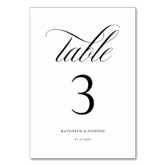 Klassisk kalligrafi Elegant bröllop Bordsnummer 3