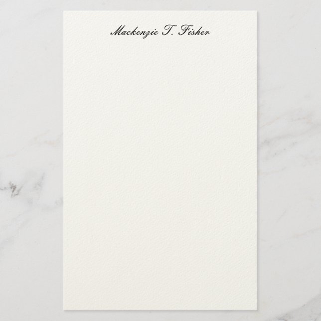 Klassisk kalligrafi elegant enfärgad svart & vit brevpapper (Framsida)