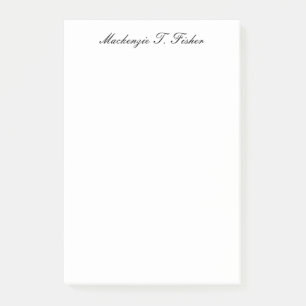 Klassisk kalligrafi elegant enfärgad svart & vit post-it block