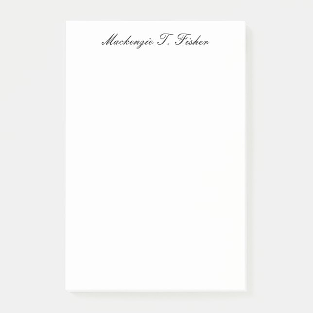 Klassisk kalligrafi elegant enfärgad svart & vit post-it block (Framsida)