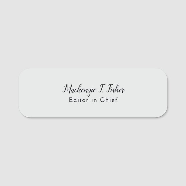 Klassisk kalligrafi Elegant Enkelt Grått Namnbricka (Framsida)