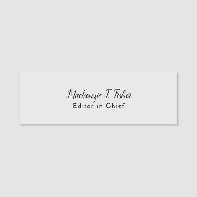 Klassisk kalligrafi Elegant Enkelt Grått Namnbricka (Framsida)