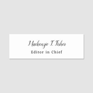 Klassisk kalligrafi Elegant Enkelt vit platta Namnbricka