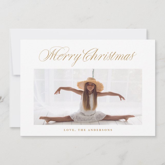 Klassisk kalligrafi med julfoto julkort (Framsida)
