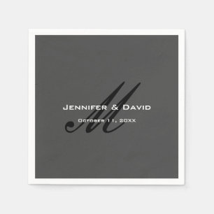 Klassisk kalligrafi Monogram Bröllop Grått Pappersservett