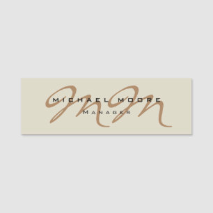 Klassisk kalligrafi Monogram Pastel Färg Namnbricka