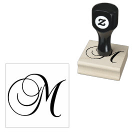 Klassisk kalligrafi skript bokstav M monogram Stämpel