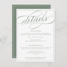 Klassisk kalligrafi, vit och Sage Bröllop