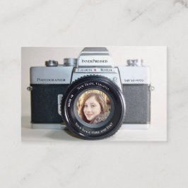 Klassisk kamera med foto, fotograf visitkort