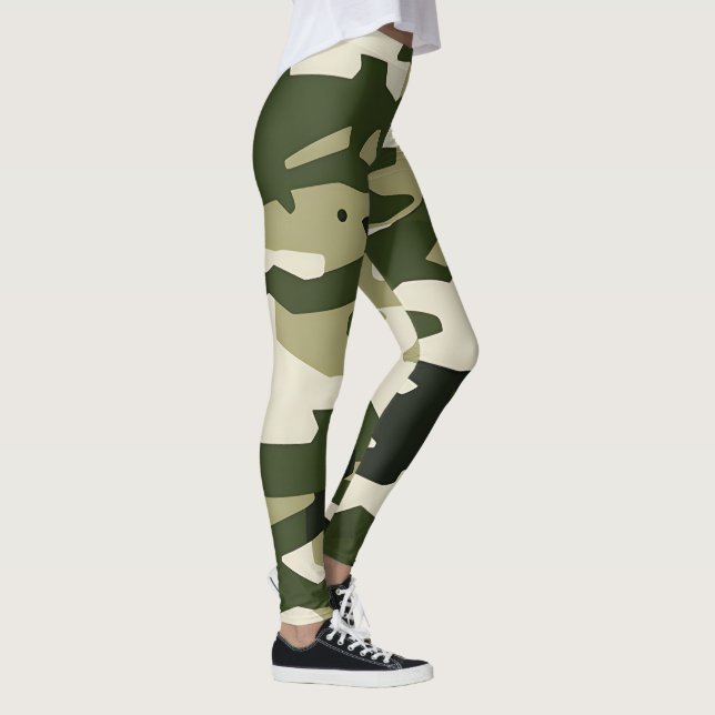 Klassisk kamouflage Legging, Camo Design Mönster Leggings (Höger)