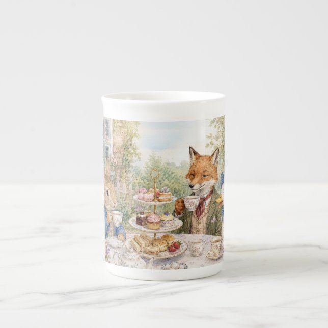 Klassisk kanin, anka, räv eftermiddagste benporslin mugg (Framsidan)