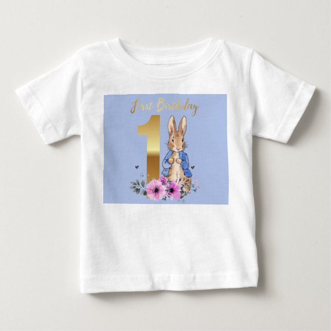 Klassisk kanin Första födelsedagen T Shirt (Framsida)