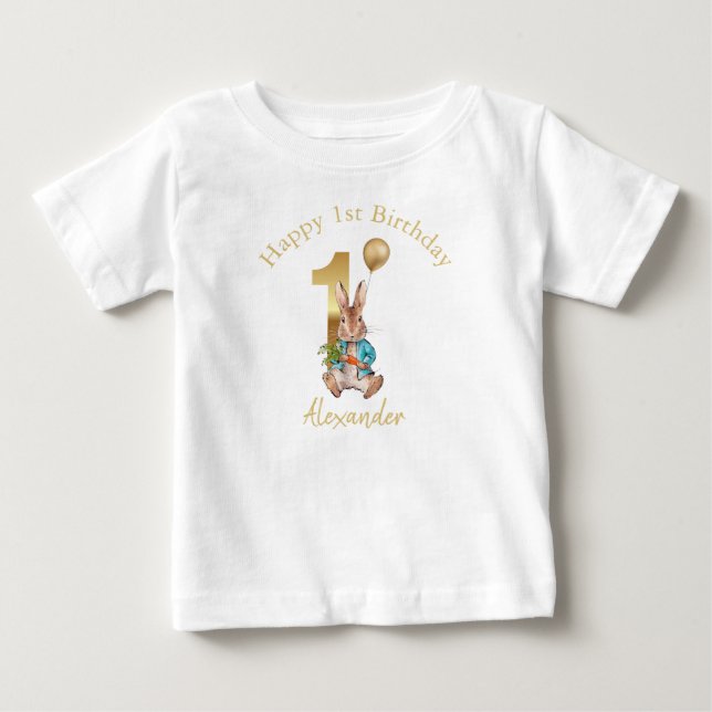 Klassisk kanin Första födelsedagen T Shirt (Framsida)