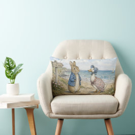 Klassisk kanin & gräsand vid havet lumbarkudde