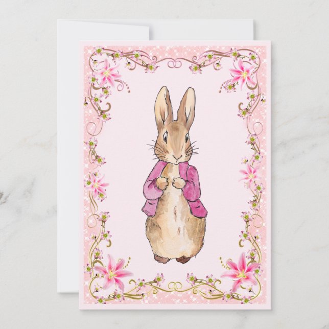 Klassisk kanin i rosa kavaj inbjudningar (Framsida)