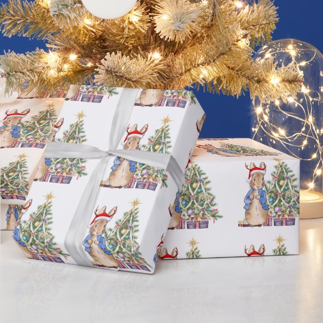 Klassisk kanin med julgran presentpapper (Helgdagar)