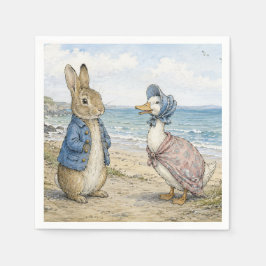 Klassisk kanin och anka vid havet pappersservett
