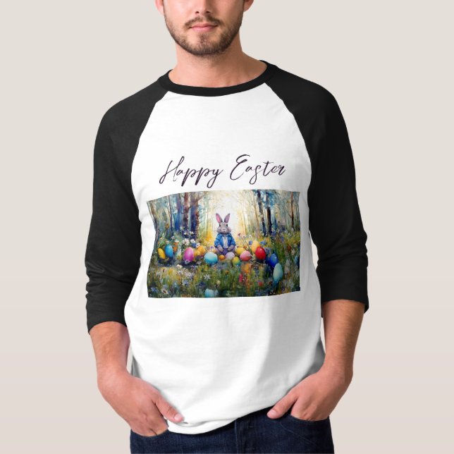 Klassisk kanin påskharen med påskägg t shirt (Framsida)
