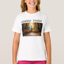 Klassisk kanin påskharen med påskäggs korg t shirt