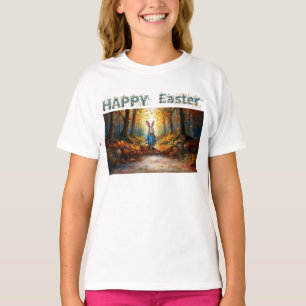 Klassisk kanin påskharen med påskäggs korg t shirt