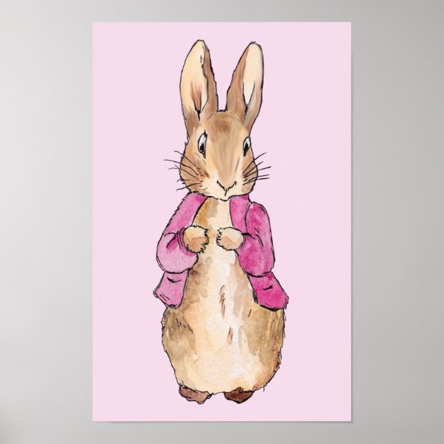 Klassisk kanin rosa jacka Nursery Art Poster (Framsidan)