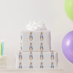 Klassisk kanin som blåser en blå bubbelgum presentpapper